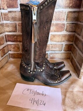 Old Gringo Rock Razz Dark Brown Leather Boots with Stud Accents